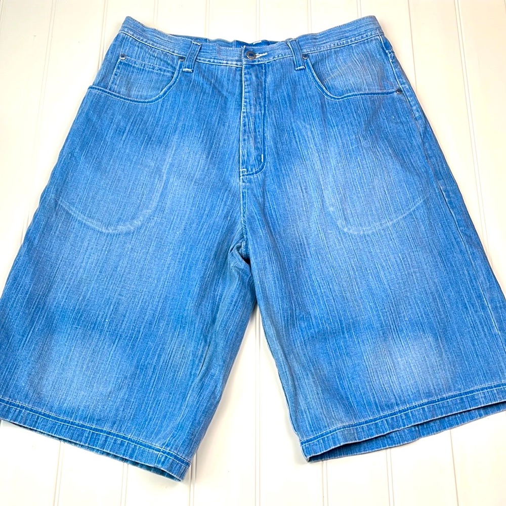 Royal Blue Denim Jean Shorts Long Leg Size 38